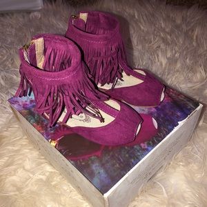 Joyfolie fringe peep toe shoes